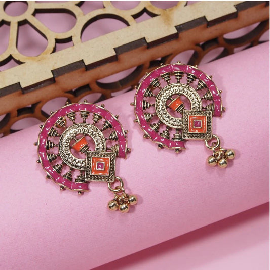 Plumvera World Enamel Artwork Design Antique Earrings