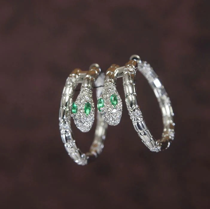 Plumvera World Snake Design Cubic Zirconia Korean Earring - Silver Plated