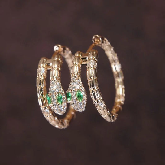 Plumvera World Snake Design Cubic Zirconia Korean Earring - Red Gold