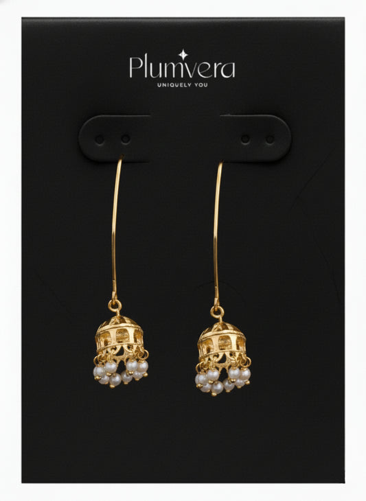 Plumvera Gold Plated Freshwater Natural Pearl Jhumka Earrings