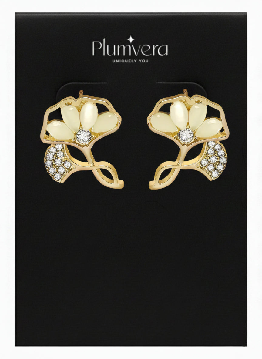 Plumvera Ginkgo Glam Studs Earrings