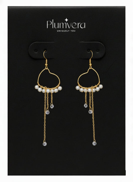 Plumvera Heart Freshwater Pearl Earrings