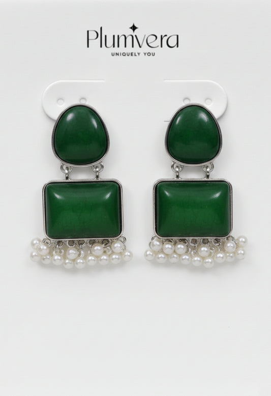 Plumvera Gold & Green Trendy Western Earrings