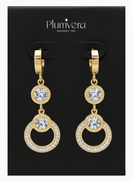 Stainless Steel Round Inlaid Cubic Zirconia Earring