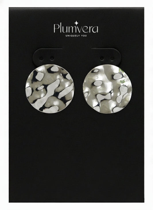 Plumvera Silver Plated Wave Circle Stud Western Earring