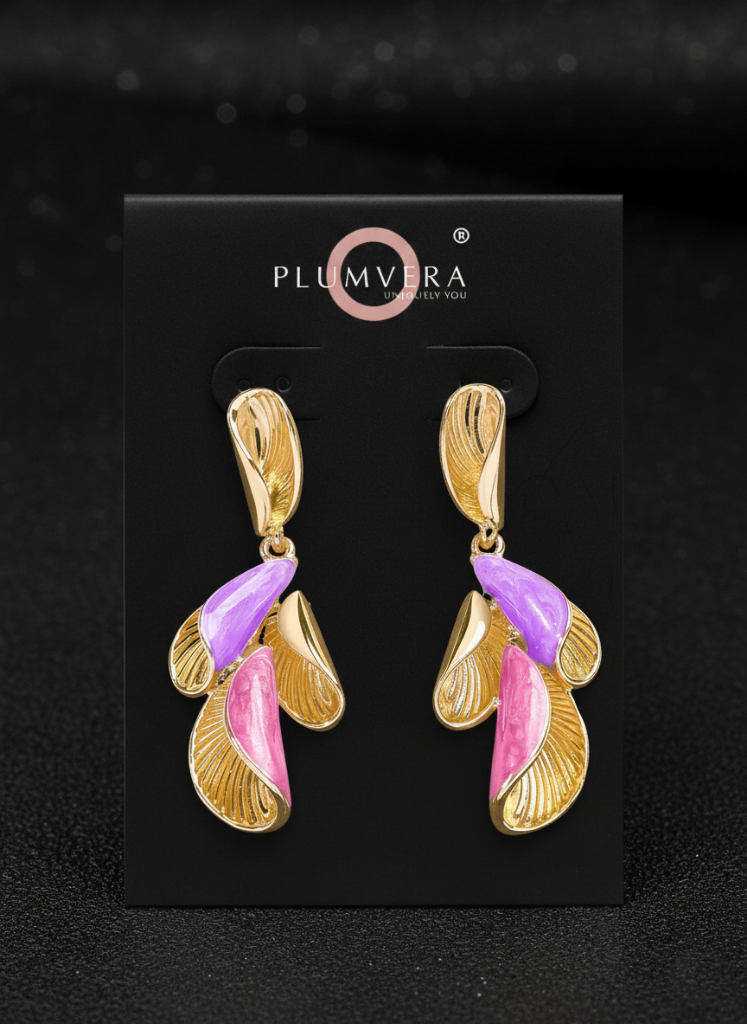Plumvera World Lilac Petal Dangles Earrings.