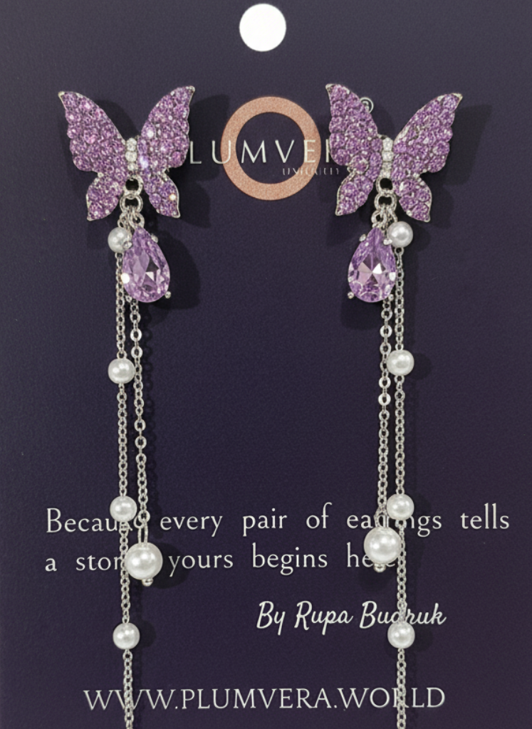 Plumvera World Social Butterfly Long Earrings - Flutter in Style