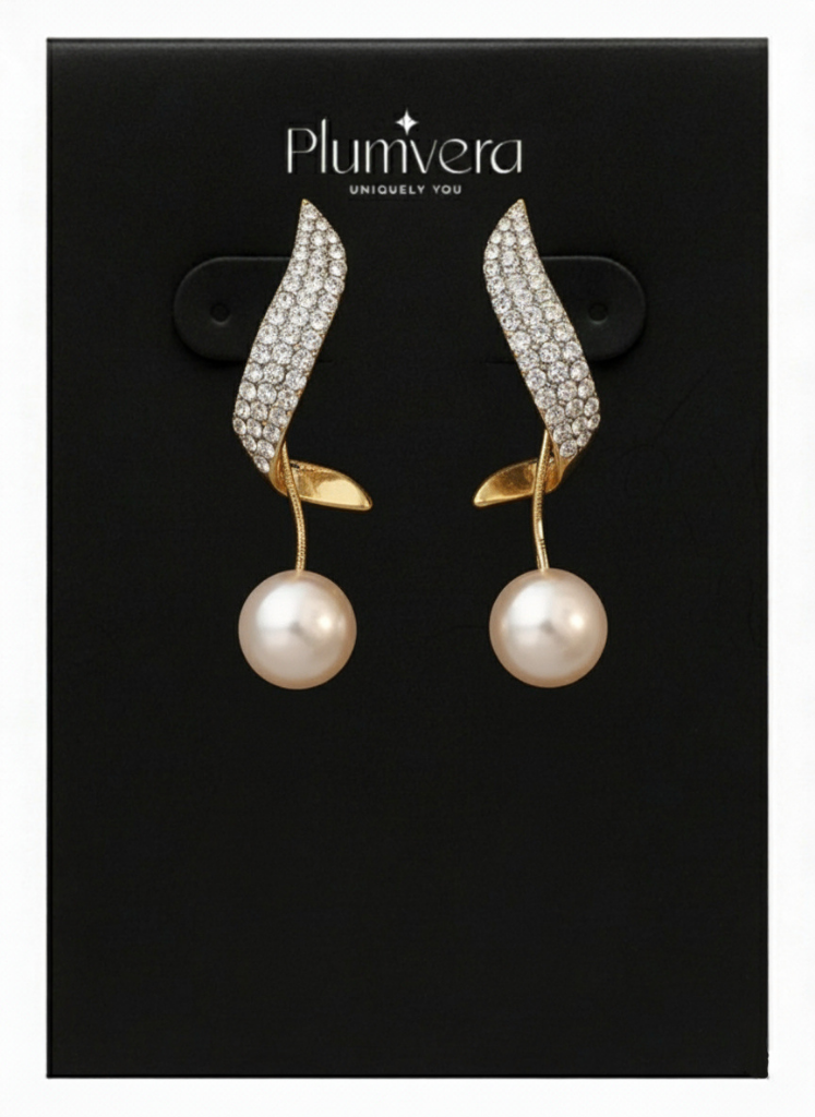 Plumvera Perky Pearl Long Chain Earrings