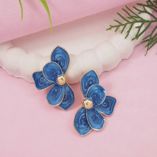 Blue Floral Western Earrings
