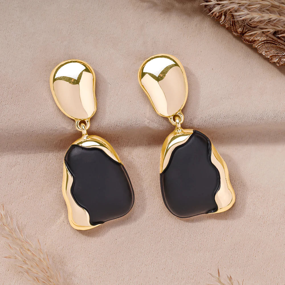 Plumvera World Golden Ripple Drops Earrings