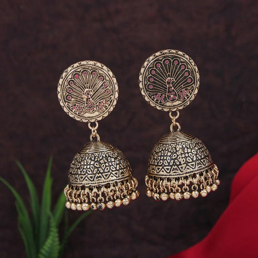 Plumvera World’s Antique Gold Plated (Pink) Earrings