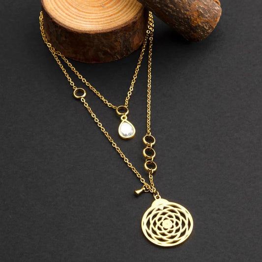 Plumvera World – Gold Plated Dual Layered Flower of Life Charm Necklace