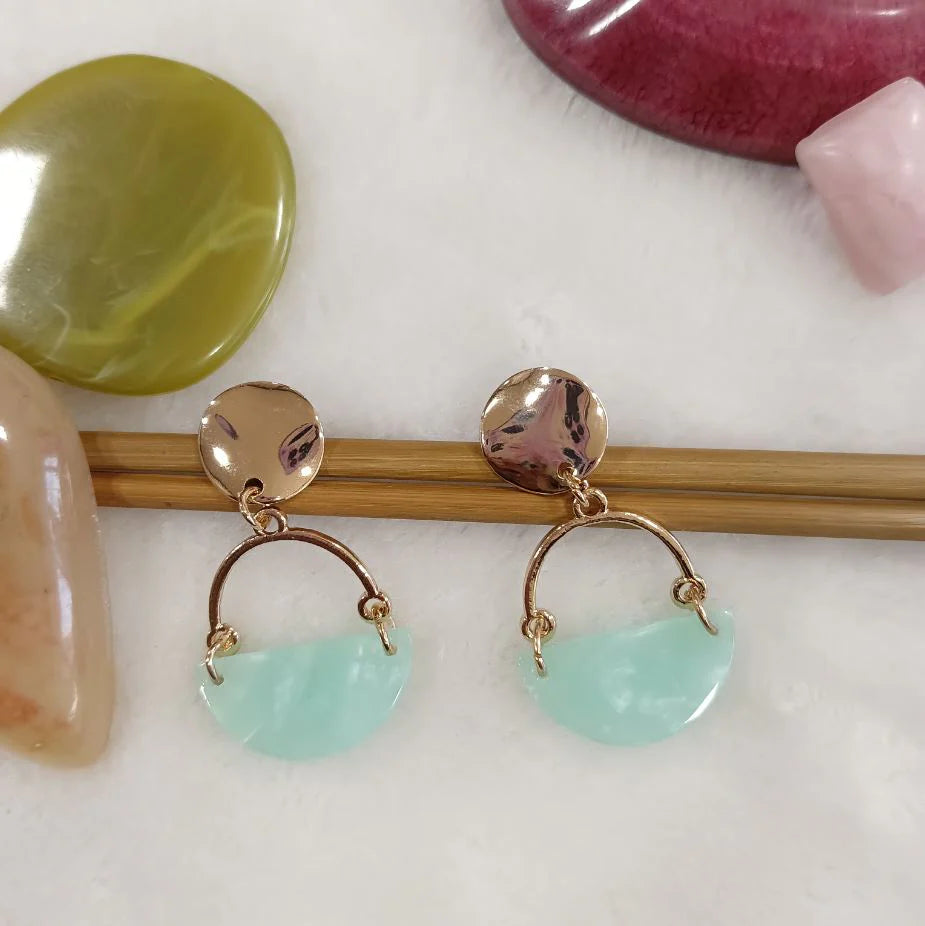 Plumvera World’s Gold Plated Geometric Shaped Acrylic Indo-Western Earrings