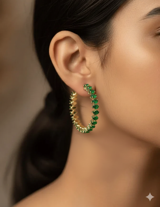 Plumvera World Korean Cubic Zirconia Hoops Earring