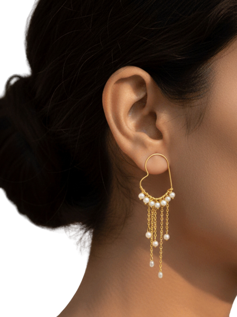 Plumvera Heart Freshwater Pearl Earrings