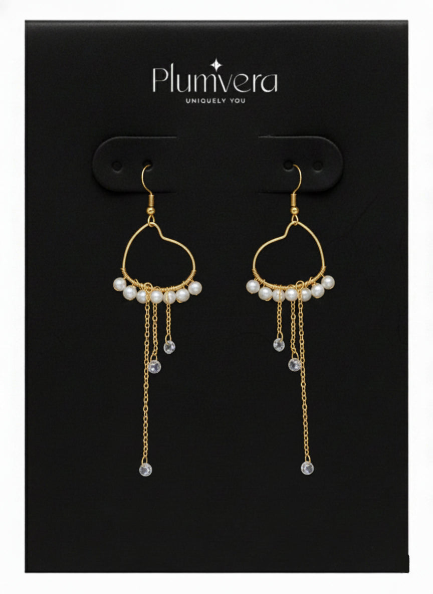 Plumvera Heart Freshwater Pearl Earrings