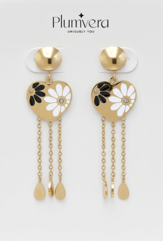 Plumvera Stainless Steel Sterling Heart Shaped Clover Earring