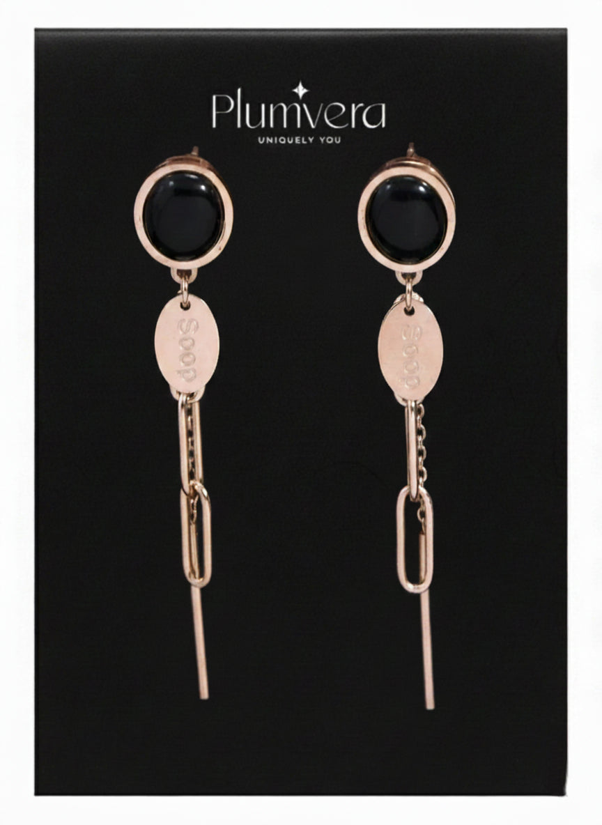 Plumvera Stainless Steel Rosegold Plated Link Chain Earring