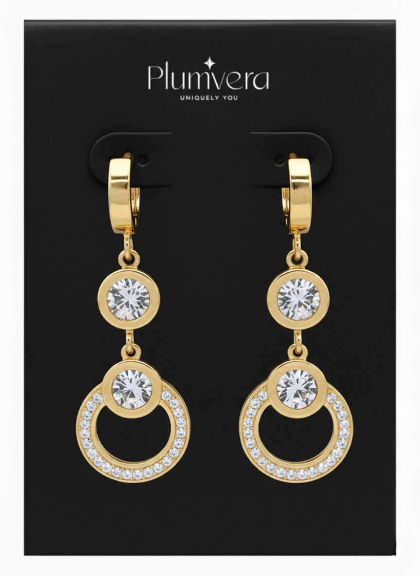 Stainless Steel Round Inlaid Cubic Zirconia Earring