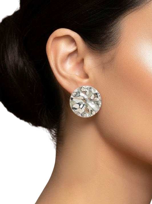 Plumvera Silver Plated Wave Circle Stud Western Earring