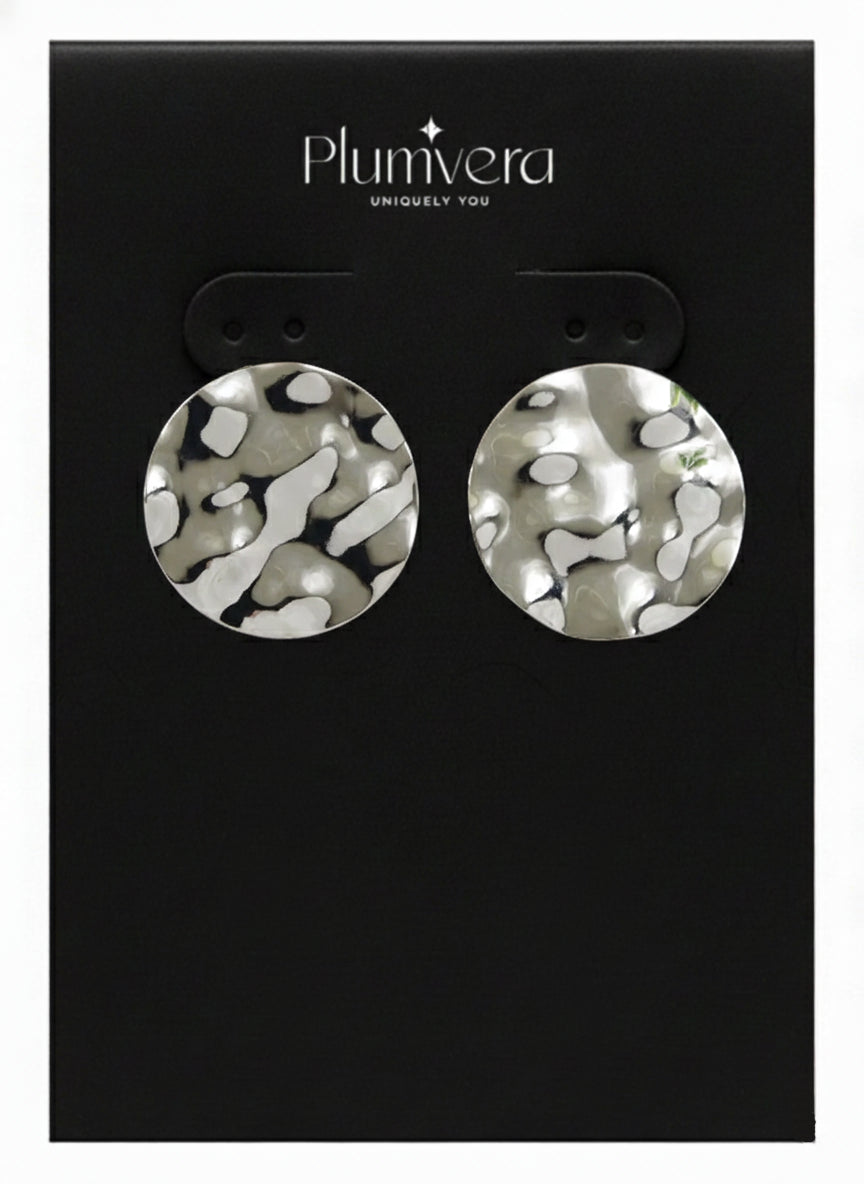 Plumvera Silver Plated Wave Circle Stud Western Earring
