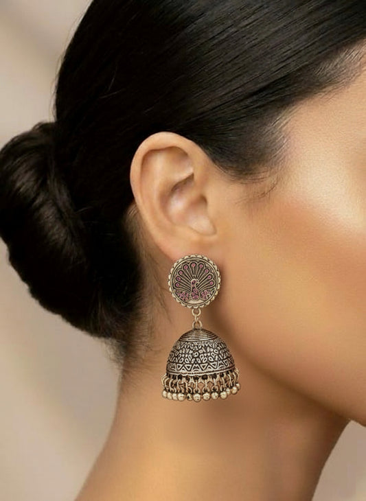 Plumvera World’s Antique Gold Plated (Pink) Earrings