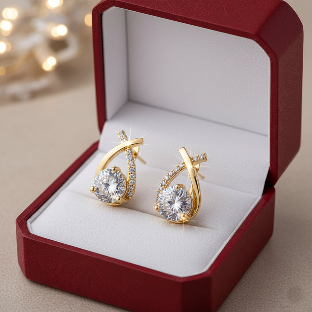 Plumvera World Cross Bling Minimal Earrings