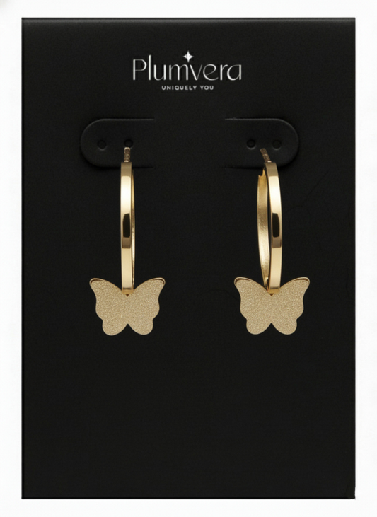 Plumvera Stainless Steel Gold Butterfly Earrings
