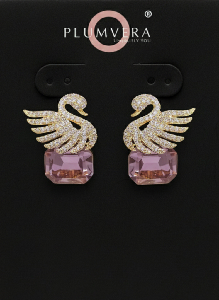 Plumvera World Amethyst Swan Serenade Earrings