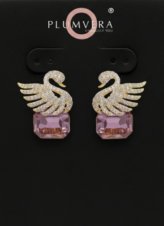 Plumvera World Amethyst Swan Serenade Earrings
