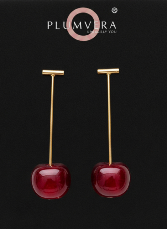 Plumvera World Blow of Cherry Quirky Earrings