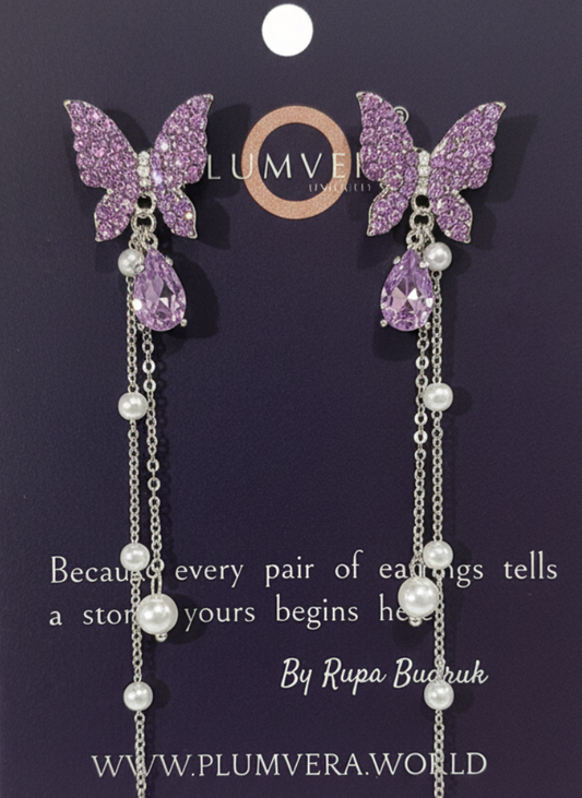 Plumvera World Social Butterfly Long Earrings - Flutter in Style