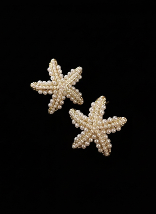 Plumvera World Aqua Pearl Stars Earrings