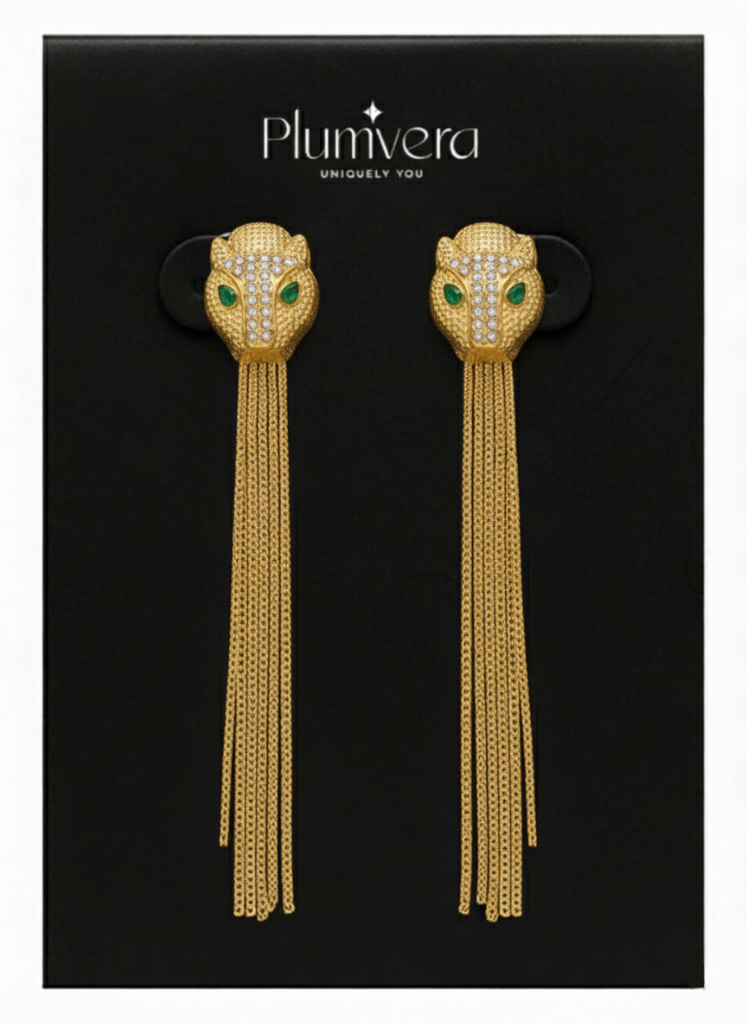 Plumvera Leopard Emerald Eye Earrings