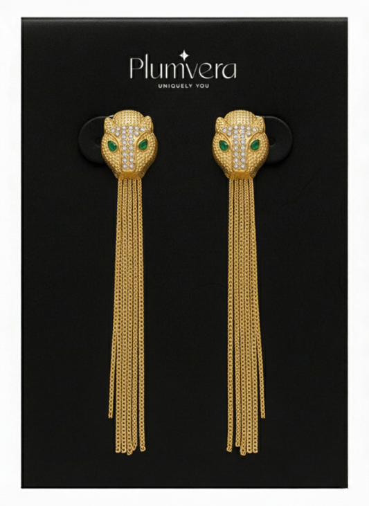 Plumvera Leopard Emerald Eye Earrings