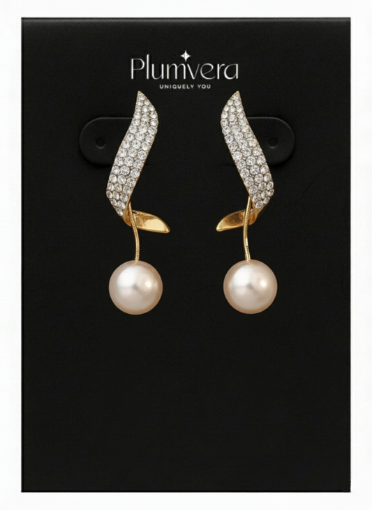 Plumvera Perky Pearl Long Chain Earrings