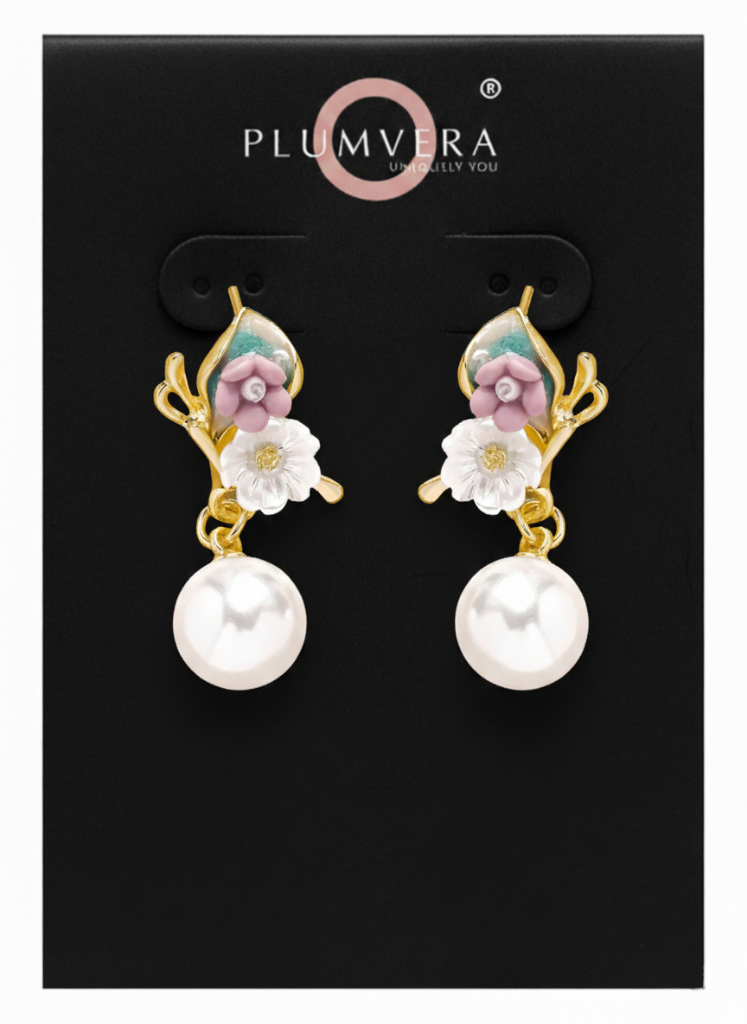 Plumvera World French Garden Pearls Earrings