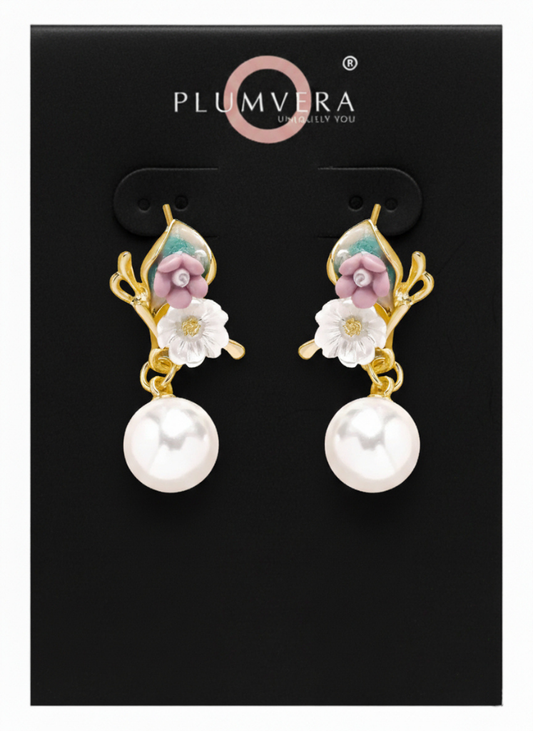 Plumvera World French Garden Pearls Earrings
