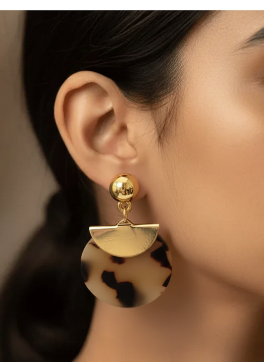 Plumvera World Gold Plated Circle Shaped Acrylic Indo-Western Earrings