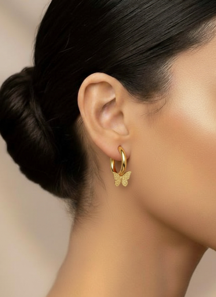 Plumvera Stainless Steel Gold Butterfly Earrings