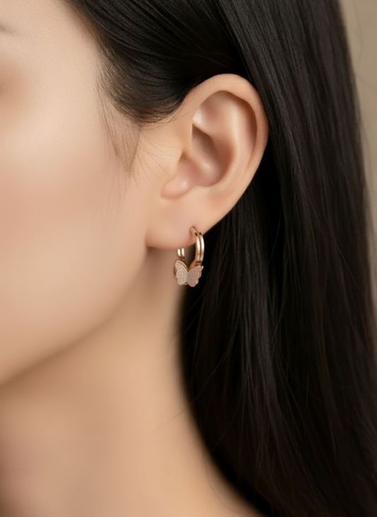 Plumvera Stainless Steel Rose Gold Butterfly Earrings