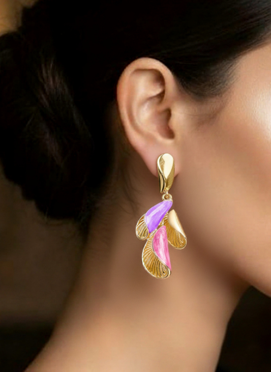 Plumvera World Lilac Petal Dangles Earrings.