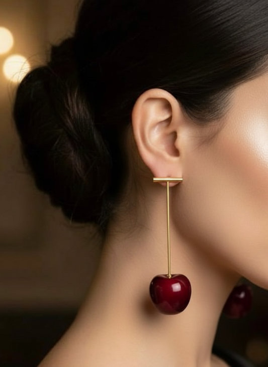 Plumvera World Blow of Cherry Quirky Earrings
