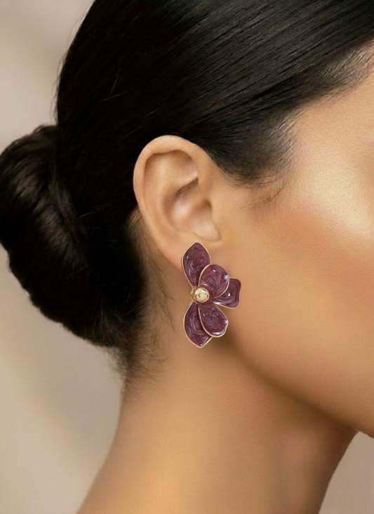 Plumvera World Multi-Colour Western Earrings - Maroon