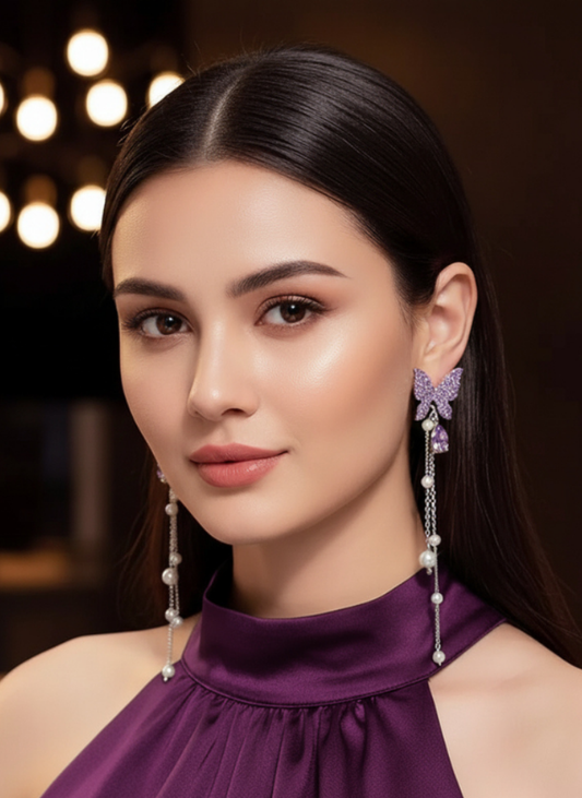 Plumvera World Social Butterfly Long Earrings - Flutter in Style