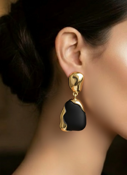 Plumvera World Golden Ripple Drops Earrings