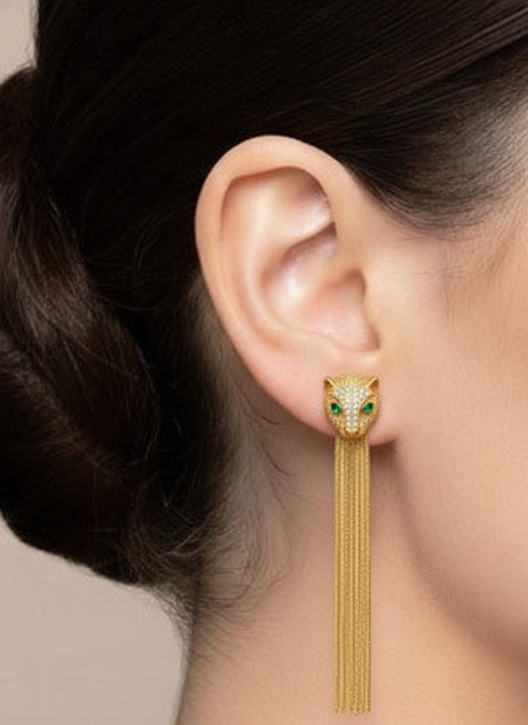 Plumvera Leopard Emerald Eye Earrings