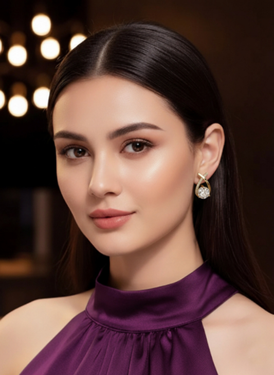 Plumvera World Cross Bling Minimal Earrings