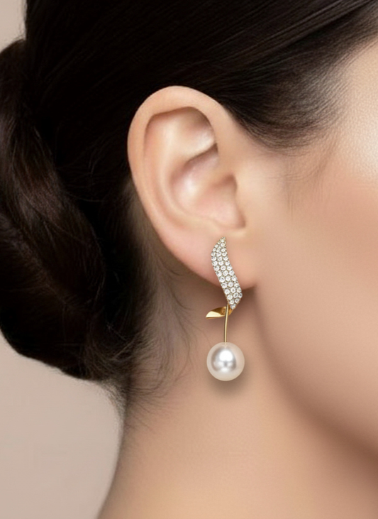 Plumvera Perky Pearl Long Chain Earrings