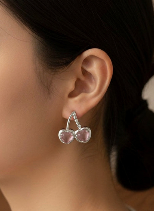 Plumvera Pink Blossom Cherries Earrings 🍒